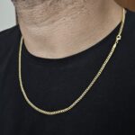 Corrente masculina Groumet 3mm banhada a ouro 18K - Imagem 2