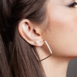 Brinco de prata 925 argola quadrada 3,0 cm - Imagem 2