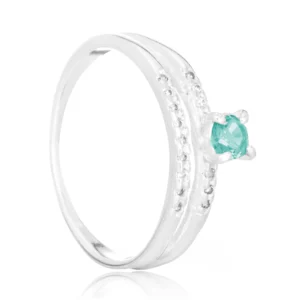 Anel de prata aro duplo cravejado zircônia turmalina