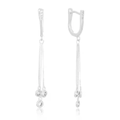 Brinco de prata argola U com corrente tripla