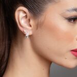 Brinco de prata duplo detalhe cravejado zircônias