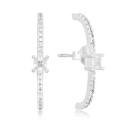 Brinco de Prata ear hook cravejado zircônia central