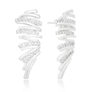 Brinco de prata festa fitas cravejado