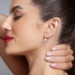 Brinco de prata geométrico triplo cravejado