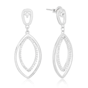 Brinco de prata gota dupla vazada lisa e cravejada