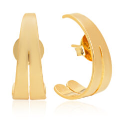 Brinco Ear Hook Duplo Liso Banhado a Ouro 18K