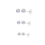 Trio de brincos de prata bolinha