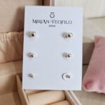 Trio de brincos de prata bolinha