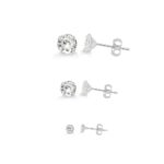 Trio de brincos de prata ponto de luz zircônias