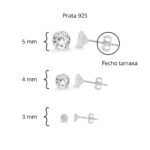 Trio de brincos de prata ponto de luz zircônias