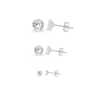 Trio de brincos de prata ponto de luz zircônias