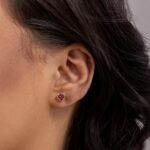 Brinco de Prata Coração Pequeno Rubi