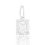 Pingente de Prata Zircônia Cristal Retangular
