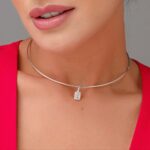 Pingente de Prata Zircônia Cristal Retangular