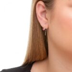 Brinco de prata 925 gancho com ponto de luz zircônia rubi 2,5cm - Imagem 2