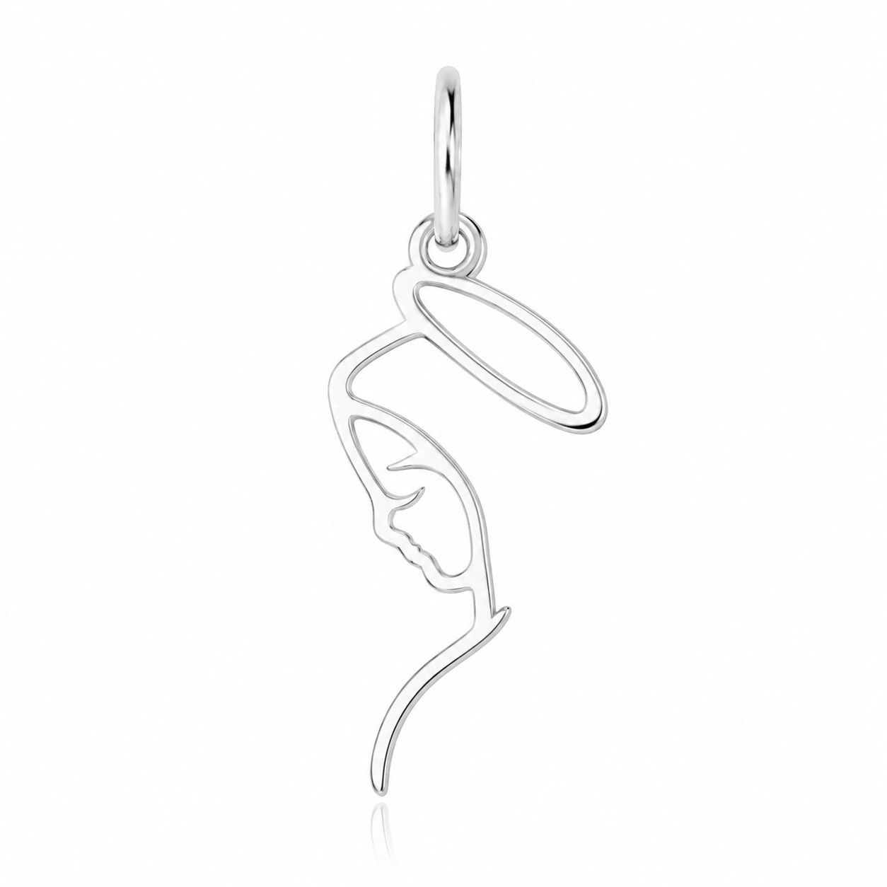 9074-Brinco-prata-925-coração-vazado-liso-médio-1,8cm Pingente de prata 925 mini Nossa Senhora contorno - Imagem 1