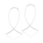 Brinco de prata 925 corrente dois fios rígidos iguais