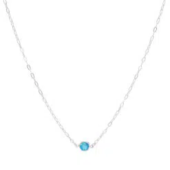 Choker de prata 925 zircônia central azul claro