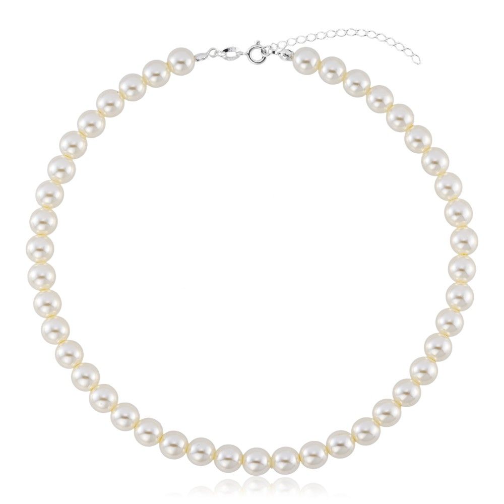 colar-de-prata-perolas-8mm Colar de prata 925 com pérolas 8 mm 35 cm + extensor - Imagem 1