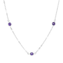 Colar de prata 925 tiffany zircônias ametista 45 cm + extensor