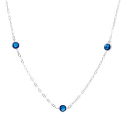 Colar de prata 925 tiffany zircônias azul escuro 45 cm + extensor
