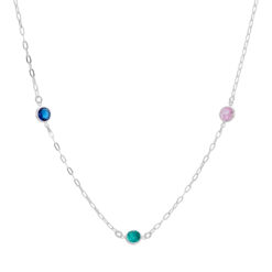 Colar de prata 925 tiffany zircônias coloridas 65 cm + extensor