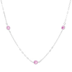 Colar de prata 925 tiffany zircônias rosa 65 cm + extensor