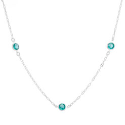 Colar de prata 925 tiffany zircônias turmalina 45 cm + extensor