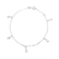 Pulseira de prata 925 zircônias gotas penduradas cristal