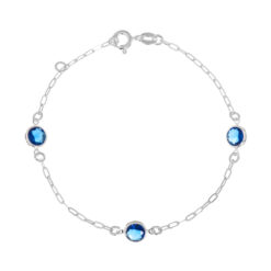 Pulseira de prata 925 zircônias redondas maiores azul escuro