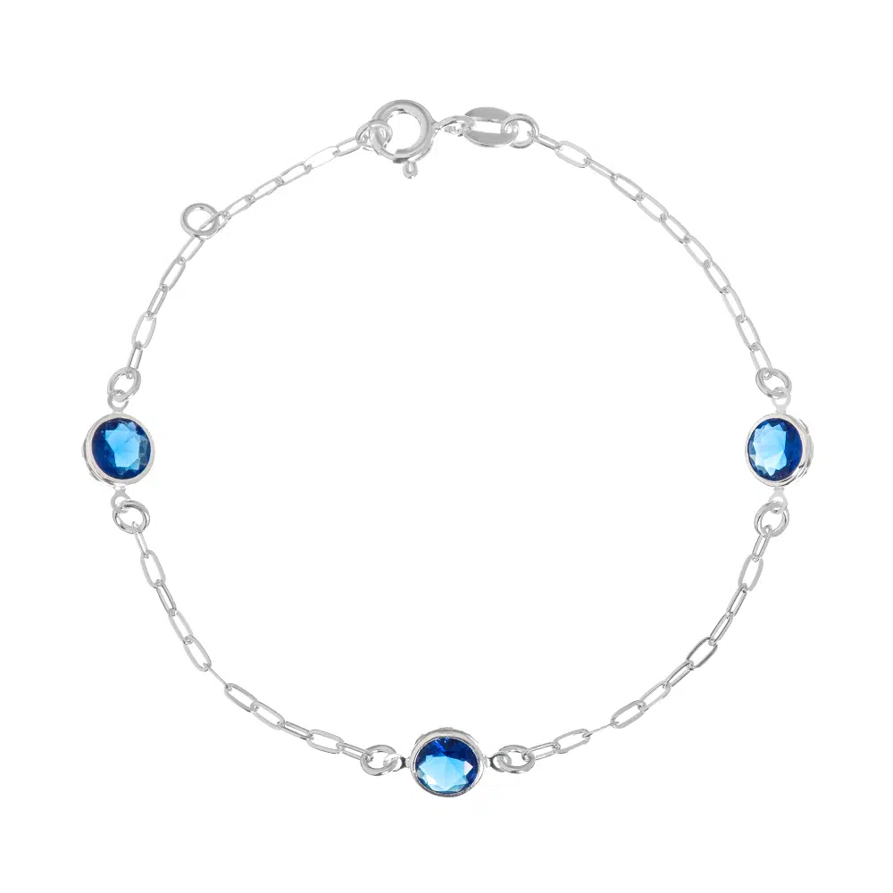 pulseira-de-prata-zirconias-maiores-azul-escuro Pulseira de prata 925 zircônias redondas maiores azul escuro - Imagem 1