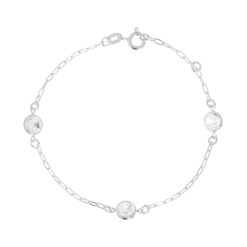 Pulseira de prata 925 zircônias redondas maiores cristal