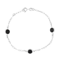 Pulseira de prata 925 zircônias redondas maiores pretas