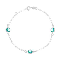 Pulseira de prata 925 zircônias redondas maiores turmalina