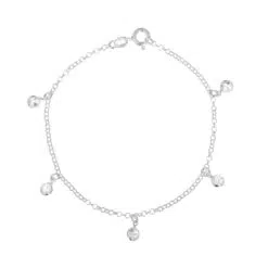 Pulseira de prata 925 zircônias cristais penduradas