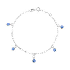 Pulseira de prata 925 zircônias redondas penduradas azul escuro