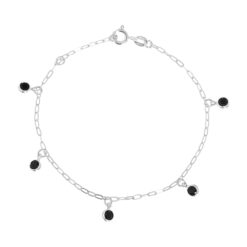 Pulseira de prata 925 zircônias redondas penduradas pretas
