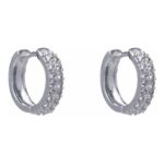 Brinco De Prata 925 Argola Redonda Zircônias Cravejadas