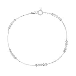 Pulseira de prata 925 malha veneziana com 5 bolinhas juntas