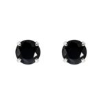 Brinco de prata 925 zircônia redonda preta 10 mm