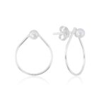 Brinco de prata 925 gota vazada com pérola