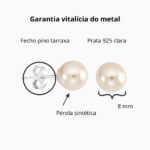 Brinco de prata com pérola 8 mm - Imagem 3