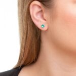 Brinco de prata 925 zircônia redonda azul turmalina 6 mm - Imagem 2