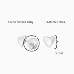 Brinco de prata 925 tarraxa baby coração liso 5 mm - Imagem 3