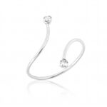 Anel de prata 925 ajustável fio com duas zircônias