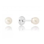 Brinco de prata 925 tarraxa baby com pérola 4 mm
