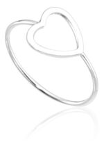 Anel De Prata 925 Coração Vazado Invertido