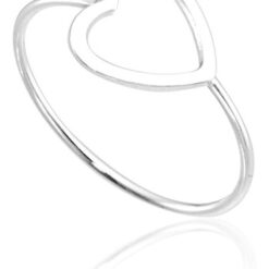 Anel De Prata 925 Coração Vazado Invertido