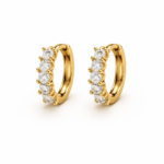 Brinco argola 5 zircônias banhado a ouro 18k