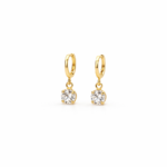 Brinco de argola com pingente ponto de luz cristal banhado a ouro 18k